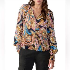 Sanctuary Colorful Paisley Button-Front Long-Sleeve Top